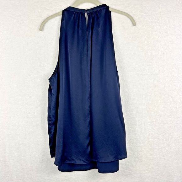 Quince XL Dark Blue  Washable Silk Sleeveless Top Flowy Blouse Quiet Luxury - Picture 5 of 8